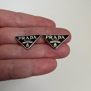 Prada logo triangle stud earrings